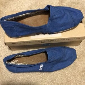 TOMS Blue Linen Slip On Shoes